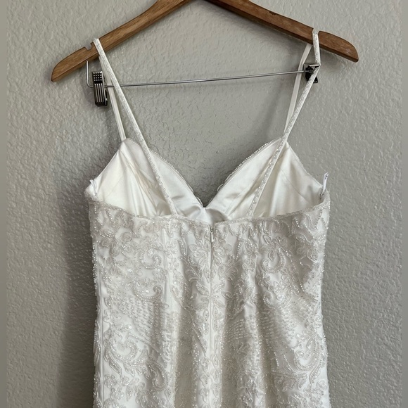 Flawed Dream Romance White Beaded Tulle Trumpet Maxi Dress - Picture 6 of 12